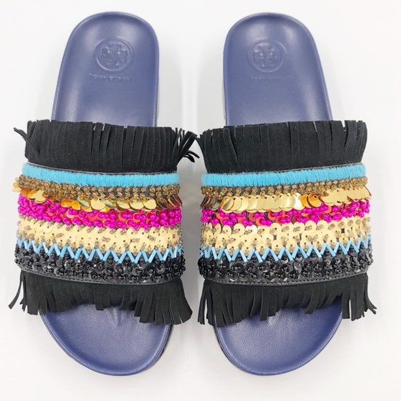 Tory Burch Shoes - Tory Burch Isle Beaded Slide On Sandals